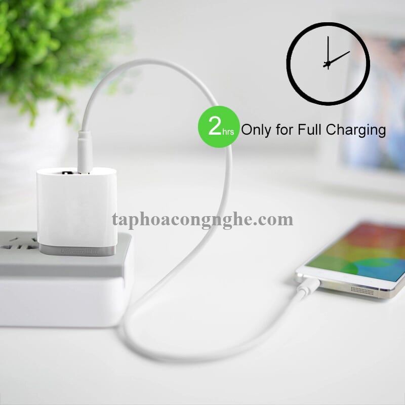 Ugreen 10851 3M màu Trắng Cáp sạc truyền dữ liệu USB 2.0 sang MICRO USB lõi đồng US125 30010851